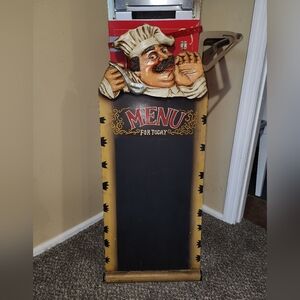 Vintage Chef Menu Chalkboard Missing Feet and BackStand